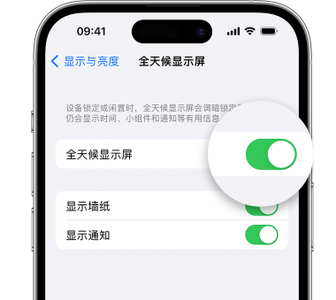崂山苹果15预约维修分享iPhone15如何设置全天候显示屏幕可见 